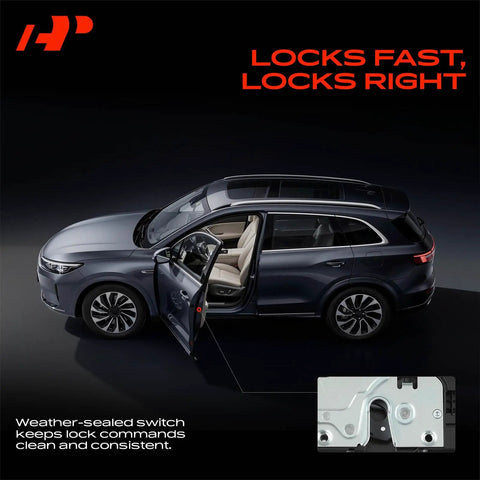 Door Latch Lock Actuator Front Left Driver Side For Cadillac Escalade Tahoe Suburban Avalanche Silverado 1500 2500 HD 2007 2008 2009 Power Door Lock Replacement Easy Install shown with SUV and actuator close-up