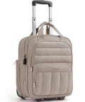 Underseat Carry On Luggage With Wheels 16 Inch Compact Travel Case For Women Lightweight Brown Underseat Suitcase