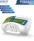 Front view of Two In One Voltage And Surge Protector Pack For Fridge And Washer To Stop High And Low Voltage Brownouts And Spikes