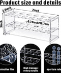 Two Piece Acrylic Test Tube Holder Rack With 12 Socket Vial Stand, Clear Lab Organizer Fits 15 To 18 mm Tubes, size shown