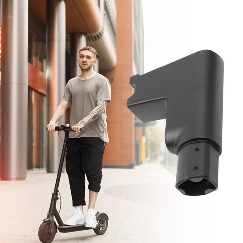 Man riding scooter with Electric Scooter Dashboard Base Riser Kit With Upper Pressure Block Switches And Panel Mount