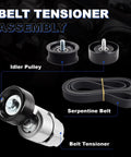Fresh Tensioner Idler Pulley And VRibbed Serpentine Belt Kit For Kia Hyundai Santa Fe Sport Sonata Tucson Optima Sorento Sportage 2011 To 2015 Smooth Ride Repair, belt tensioner assembly