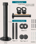 Heavy Duty Cast Iron Wall Mounted Clothes Rack Set Industrial Pipe Garment Racks For Wardrobe Organization DIY Closet Rods And Closet Bar Black 2 Pack 8 Inch Lengths Ultra Strong Home Closet Storage components display