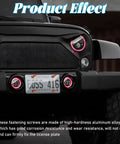 Jeep front view with 4 Pack Anti Theft Aluminum Alloy License Plate Screws For Front And Rear Mounting, Bright Orange