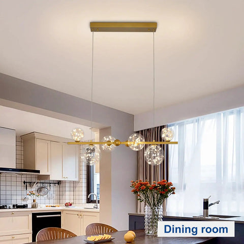 Dope Modern 5-Light Chandelier Fixture With Brushed Nickel Finish And Glass Shades in dining room setting.