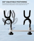 Crappie Rod Holder System For Boat Track Mount Four Rod Adjustable Spider Rig Setup Built With 316 Stainless Steel And Marine Aluminum Durable Track Compatible Design Fits Most Standard Track Systems, 360° adjustable rod holders on track rail