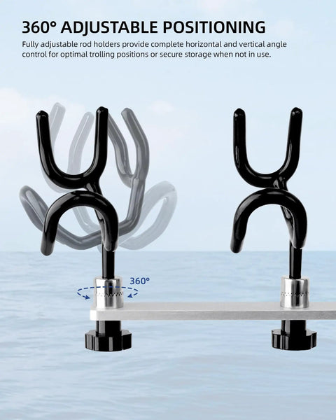 Crappie Rod Holder System For Boat Track Mount Four Rod Adjustable Spider Rig Setup Built With 316 Stainless Steel And Marine Aluminum Durable Track Compatible Design Fits Most Standard Track Systems, 360° adjustable rod holders on track rail