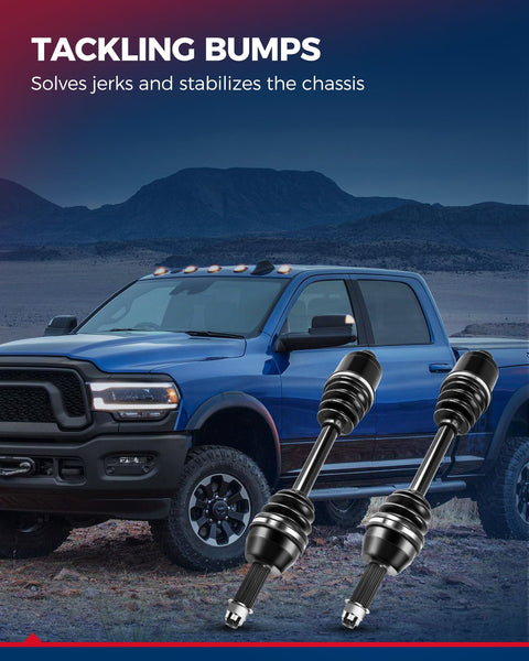 Front Left CV Axle Shaft Assembly For 2015 Through 2019 Hyundai Sonata 2.4L Gas And 2016 Through 2020 Kia Optima 2.4L Gas Two Pack CV Axles With Durable Build And Easy Install product image on rugged terrain with truck