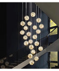 Modern Stair Chandelier Pendant Lights Indoor Lighting Ceiling Lamp for Living Room Indoor Lighting with cascading glass orbs.