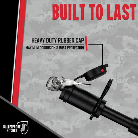 5/8 Inch Trailer Hitch Locking Pin For Universal Fit, Heavy Duty Stainless Steel With Weatherproof Rubber Cap in black