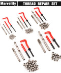 Marvelity 131-piece metric thread repair kit with HSS drills, taps, inserts and red-handled tools