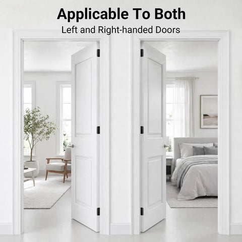 3 Pack Self Closing Door Hinges 4 Inch Matte Black With Adjustable Tension Auto Close Spring Loaded Hardware on white doors