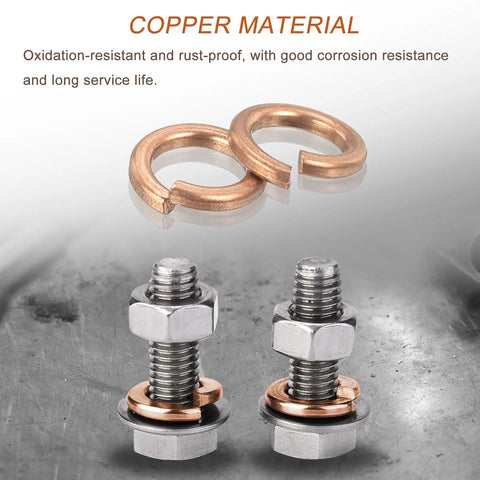 Copper Split Lock Washers M8 10 Pack Spring Lock Washer Assortment for Screws Bolts Nuts Anti Loosening Durable Pickled