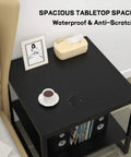 Premium Black Square End Table With Rich Wood Grain Finish Heavy Duty Frame And Cold Beer Mini Fridge Stand Slick Industrial Accent Piece Game Changer For Living Room Or Office Space with spacious tabletop and decor.