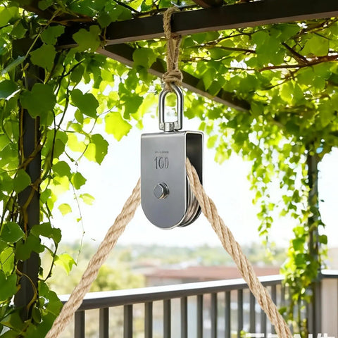 Heavy Duty Single Pulley Block With Swivel For Lifting Ropes 3300 Lbs Capacity Stainless Steel Roller Pulley Block hanging