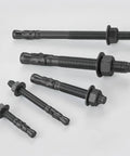 Ten Piece Set Of One Quarter Inch By Three Inch Standard Fasteners For Heavy Duty Black Wedge Anchors For Cement And Concrete