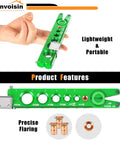 Image of Tough As Nails Ratchet Flaring Tool Kit for Copper and Aluminum Piping, showing green tool with size markings.