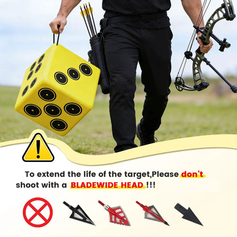 Man carrying a Six Sided Waterproof Archery Target Block For 70 Lb Bows Portable Compound Bow Target With Easy Carry Handle