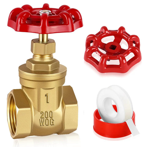 1 Inch NPT Brass Gate Valve, 200 WOG Manual Rotary Sluice Valve With Wheel Handle, double female thread, heavy duty