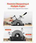 Precision sharpening setup with angle gauge on Shop Grade 8 Inch Wet Stone Grinder, Water Cooled Knife Sharpening Machine.
