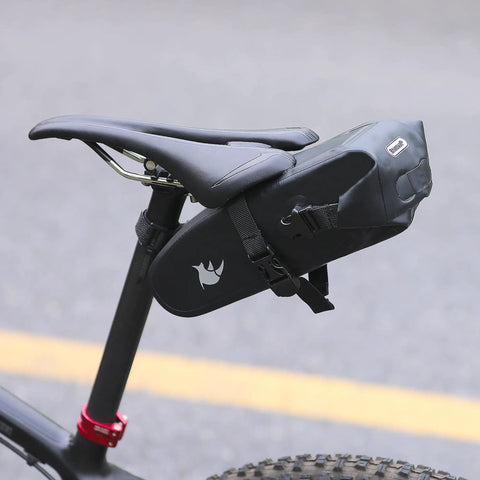 Waterproof Bike Saddle Bag 2.5L, Rugged PVC Seat Bag for mountain and road cycling attached under saddle, seamless weld construction