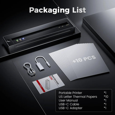 No Brainer Wireless Thermal Printer That Spits Crisp Eight By Eleven Docs Straight From Your Phone Without Inky Mess Sweet For Road Warriors And Campus Crews Needing Fast Prints On The Fly, showing printer and accessories