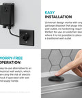 Easy Install Garbage Disposal Air Switch Kit in Matte Black shown with power cord and push button on countertop.