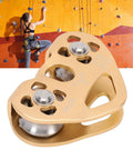 Heavy Duty Zipline Pulley With Tandem Dual Trolley For Cable Rope 30KN Strength with stainless steel bearings, wall climbing