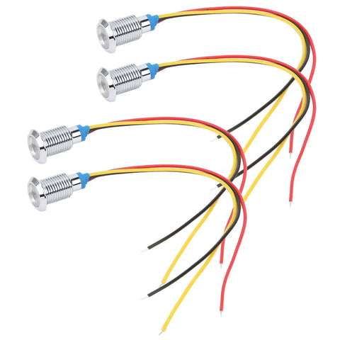 Lit Brightness Round LED Indicator Lights Prewired Common Cathode 10mm Panel Mount 3-6V Multicolor for automotive CNC use