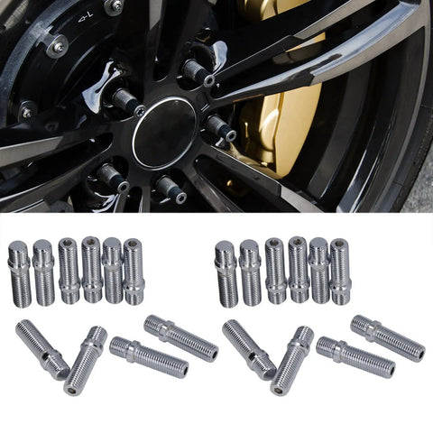 20 Pack Extended Wheel Conversion Studs 50mm Long With 33mm Shank For European Rides Grade 10.9 Zinc Plated Steel M12x1.5 Secure Fit Kit on wheel hub