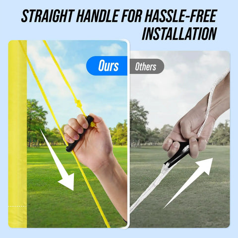 Comparison of All In One Outdoor Volleyball Net Set For Backyard And Beach Fun, 32ft Regulation Size handle vs others handle.