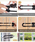 Four Pack Heavy Duty U Shape Cabinet Locks With Adjustable Password Latches demonstrated, showing code change and lock installation steps.