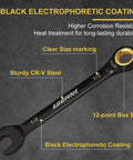 Beefy Half Inch Ratchet Wrench With 12 Point Box End And 72 Tooth Ratcheting Gear For Easy Torque SAE Industrial Grade Chrome Vanadium Steel Black Electrophoretic Coating For Superior Durability Grip And Corrosion Resistance
