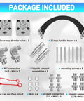 3 Way Hydraulic Diverter Valves Kit For 1-2 Ton Mini Excavator With Quick Connects, 31 Inch Flexible Hoses, adapters, connectors
