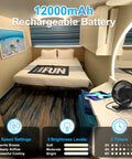 6 Inch Magnetic Cruise Fan With 12000mAh Rechargeable Battery Portable Power Bank LED Light on cruise ship cabin table
