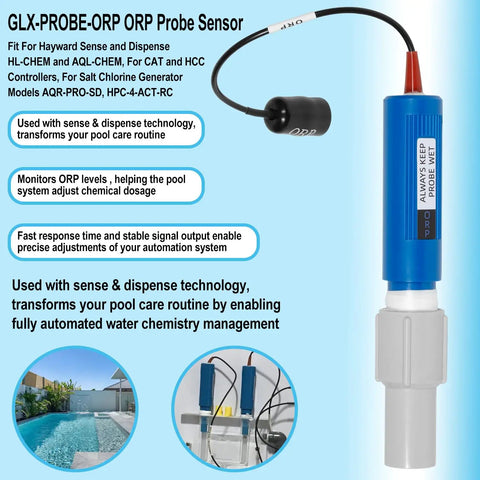 ORP Probe Replacement Sensor For Hayward Sense And Dispense Systems And OmniLogic Controllers with pool background