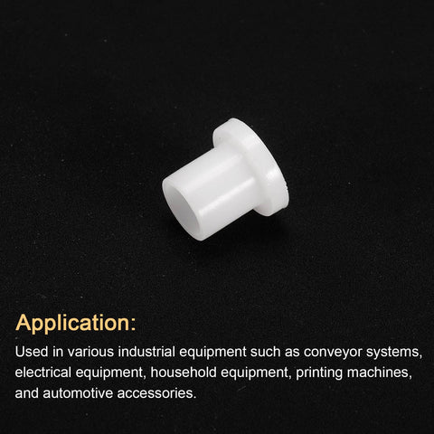 12 Pack Nylon Flanged Sleeve Bearings 8mm Bore, 10mm OD, 12.5mm Length, White Self Lubricating Bushings With 14mm Flange Diameter And 2.5mm Flange Thickness For High Load Capacity, Low Friction, Durable Hardware.