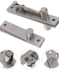 Hidden Self Closing Stainless Steel Door Hinges With Dual Swing Pivot And Concealed Hardware, 360 Degree Rotation, Front View