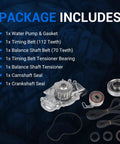 Timing Belt Kit With Water Pump For 2.2L 2.3L L4 Engines packaging contents display