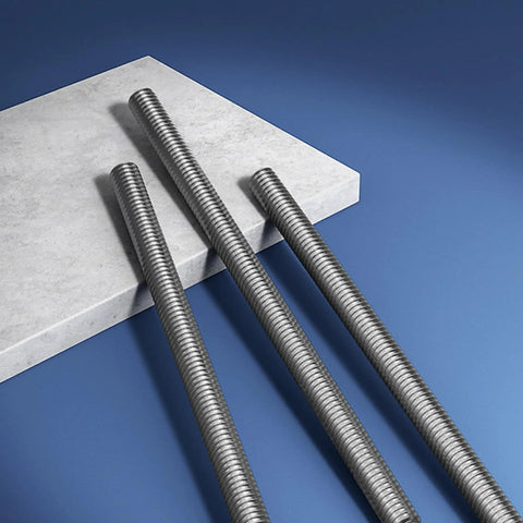 Professional Grade Heavy Duty Beefy M10x250mm Fully Threaded Rod And Stud 304 Stainless Steel Tie Bar 2 Pack on a blue background.