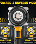 Cordless Impact Wrench Half Inch Drive For DeWalt 20V Battery With High Torque 2300 Nm And 1700 Foot Pounds Brushless Motor LED Light Tool Only