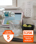 Wall Outlet With Surge Protection And USB Power Ports, 6 Rotating AC Plugs Plus 2 USB Ports Including 15W USB-C Fast Charge