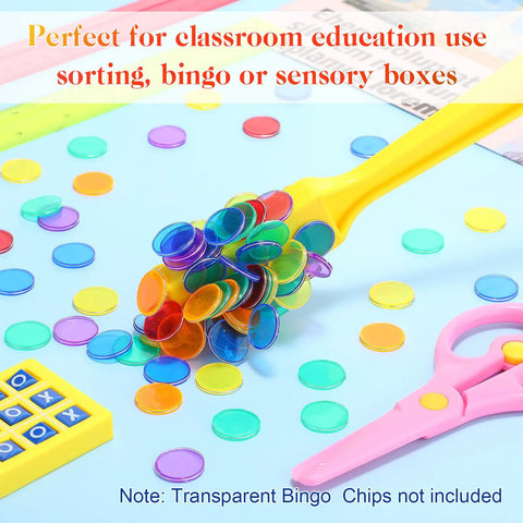 Yellow magnetic wand collecting colorful chips, part of 30 Pack Magnetic Wands For Kids Bulk Classroom Science Tools Colorful Bingo Sticks.