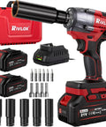 Brutal 12 Volt Cordless Impact Wrench With 800 Nm High Torque Brushless Motor For Tough Rusted Lug Nuts Includes two 4000 mAh Batteries and Charger