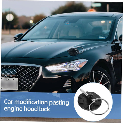 Durable CNC Aluminum Hood Lock Kit For Cars, Trucks, And SUVs, Easy Install Hood Latch on black car