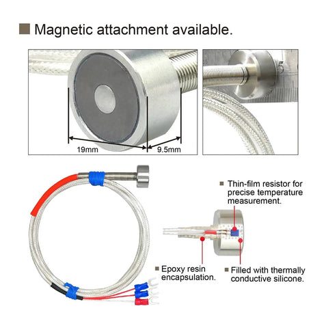 K Type Thermocouple Magnetic RTD Sensor Temperature Magnetic Mount Surface Mount Probe Gold 2 Meters Built Tough For Industrial Temperature Transmitters In Petroleum Equipment Pumps And Compressors