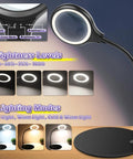 Desk Magnifying Lamp With 10X 20X Glasses Hands Free Stand Lighted Magnifier Three Color Modes For Crafts Reading Books Sewing
