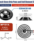 Diagram showing dimensions of Black Porcelain Drip Pan and MP22YA Burner Replacement for Frigidaire Kenmore Tappan Electric Stovetops
