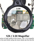 3.5X12X Helping Hands Soldering Station With LED Light And Alligator Clips, featuring dual magnifier for detailed view