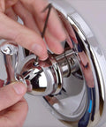 Installing Posi Temp Tub And Shower Replacement Cartridge 1222 For Single Handle Faucets with chrome finish plate visible
